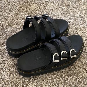Dr. Martens Black Buckle Slide Sandals